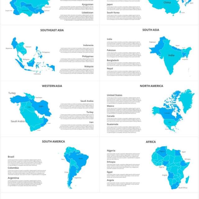 欧洲联盟地图信息图形PPT素材元素Continents