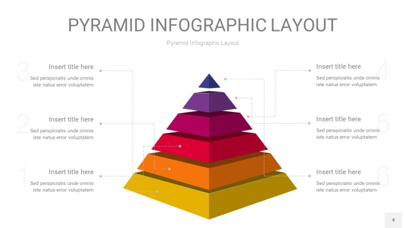 红黄色3D金字塔PPT信息图表4