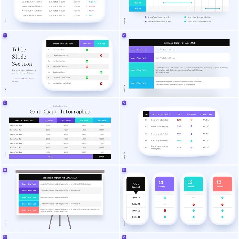 商业计划甘特图PPT图表模板Gant Chart Infographic