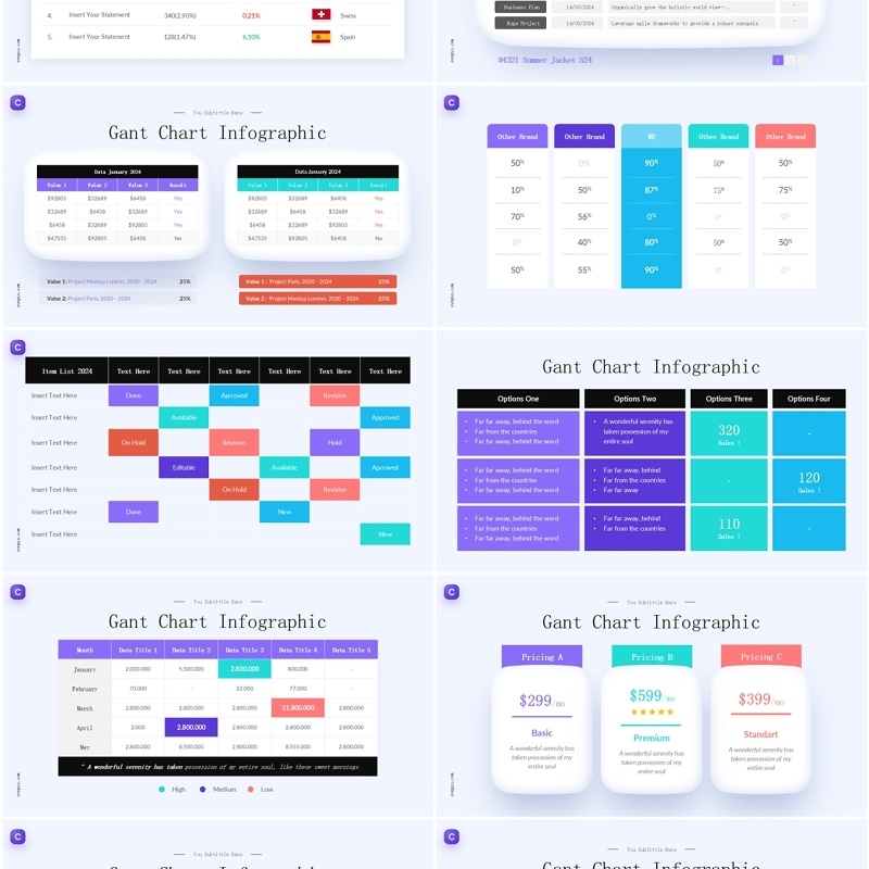 商业计划甘特图PPT图表模板Gant Chart Infographic
