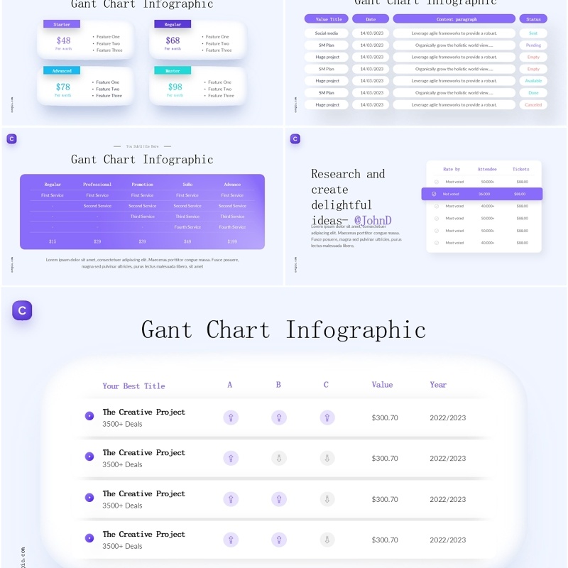 商业计划甘特图PPT图表模板Gant Chart Infographic