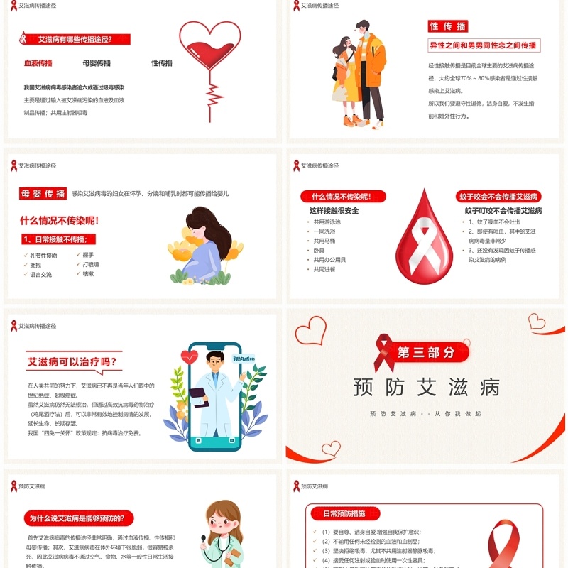 黄色简约风防艾于未然艾滋病宣传教育PPT模板