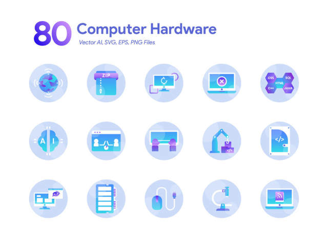 80计算机硬件图标集为Illustrator。，80计算机图标