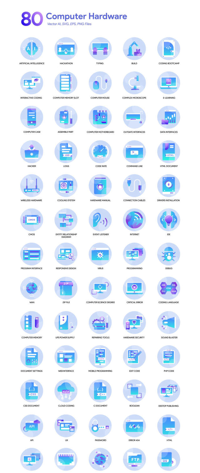 80计算机硬件图标集为Illustrator。，80计算机图标