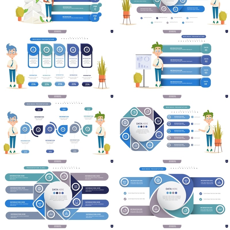 蓝色创意信息图表PPT模板Infographic Presentation Templates3