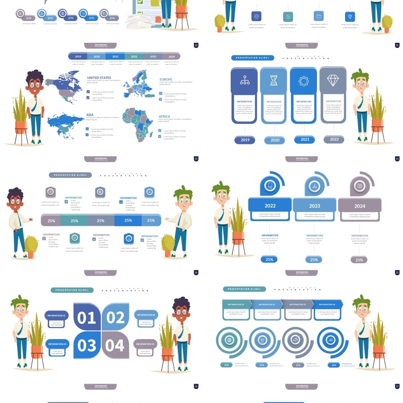 蓝色创意信息图表PPT模板Infographic Presentation Templates3