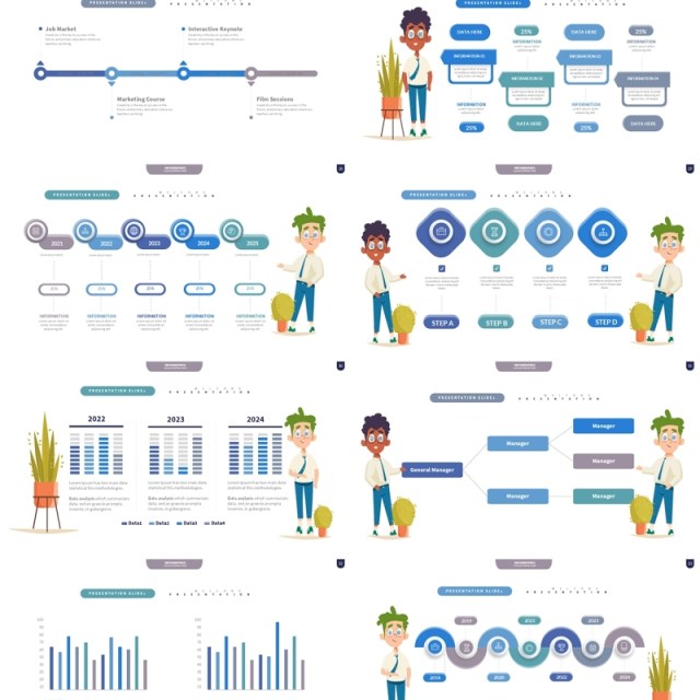 蓝色创意信息图表PPT模板Infographic Presentation Templates3