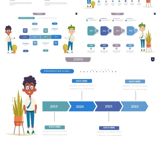 蓝色创意信息图表PPT模板Infographic Presentation Templates3