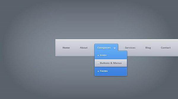 网页下拉菜单psd分层素材