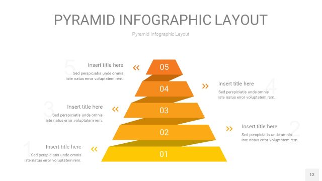 渐变黄色3D金字塔PPT信息图表12