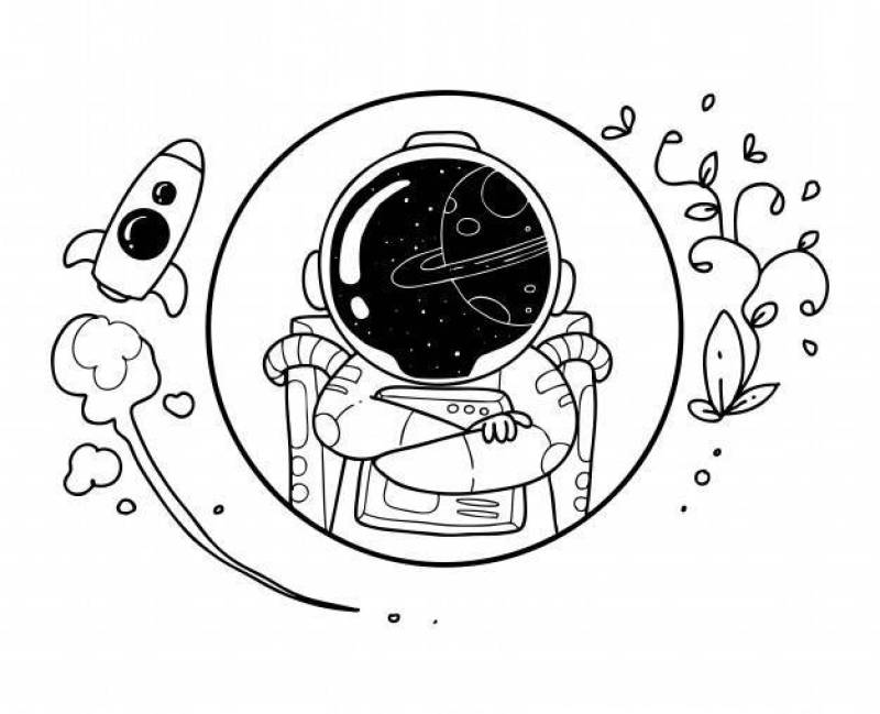 Happy astronaut doodle