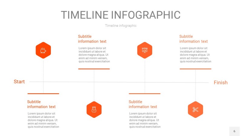 橘红色时间轴PPT信息图6