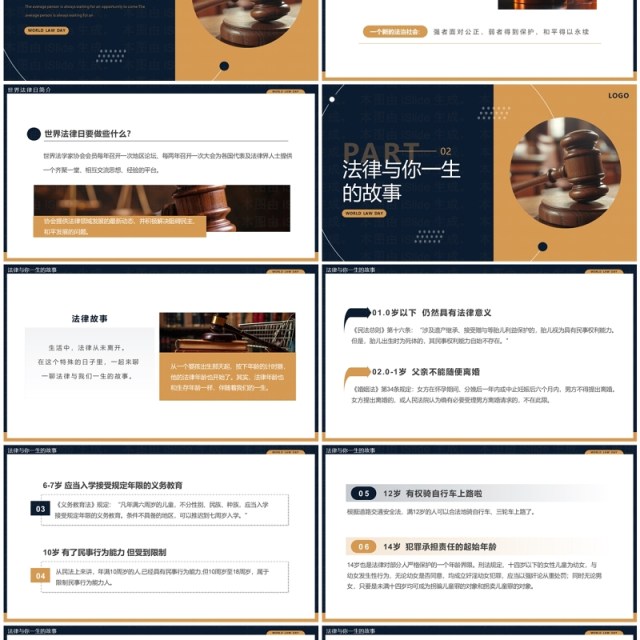 蓝棕色简约风世界法律日PPT模板 蓝棕色简约风世界法律日PPT模板