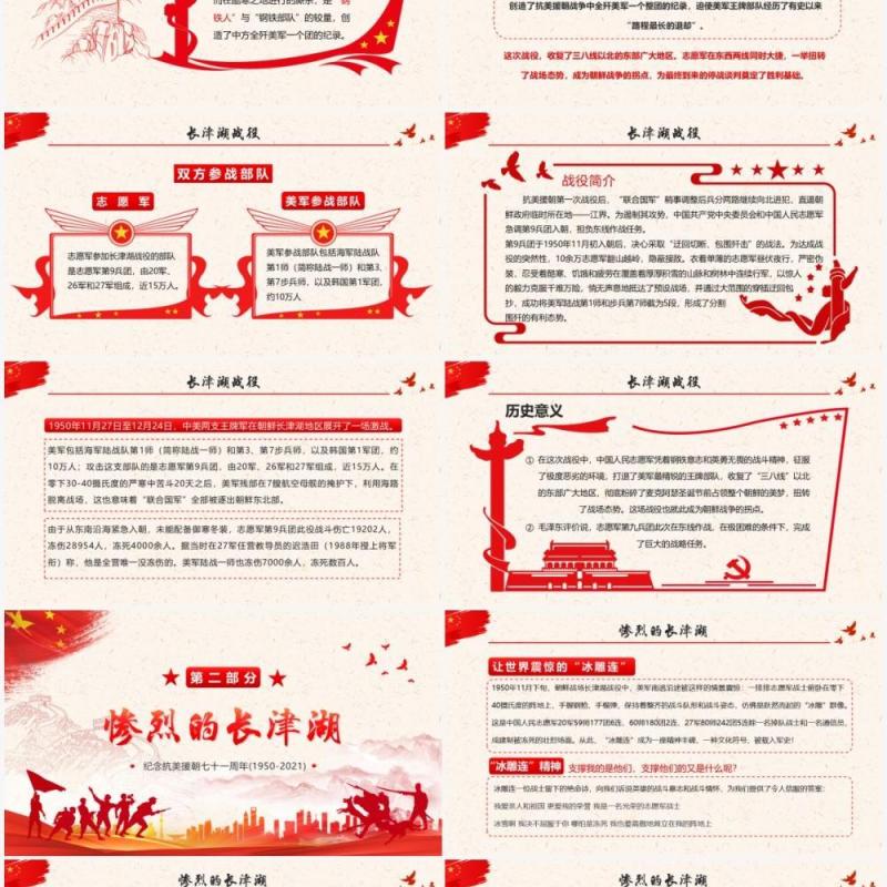 红色党政风纪念长津湖战役PPT动态模板