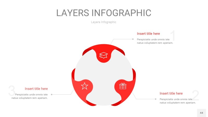 红色3D分层PPT信息图44