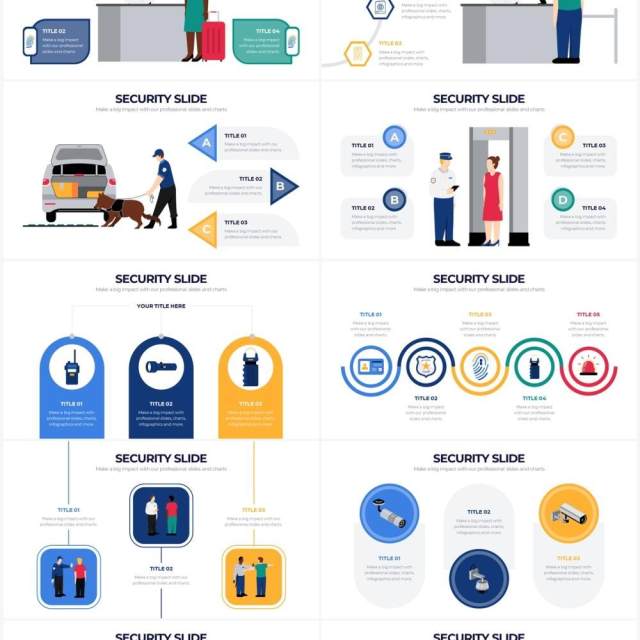 创意卡通插画安全元素PPT信息图形素材Security Powerpoint Infographics