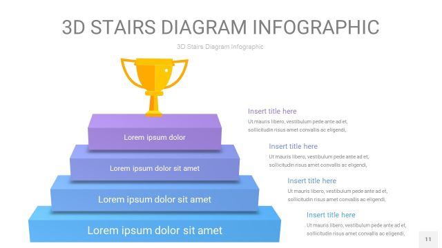 渐变紫蓝色3D阶梯PPT图表11