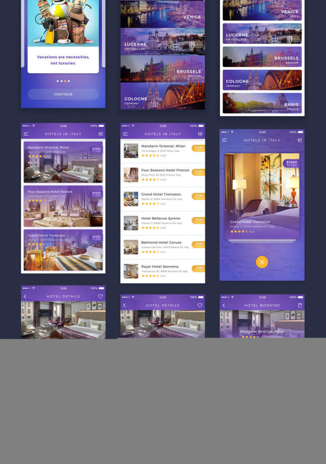 完美酒店预订iOS UI Kit for Photoshop＆Sketch。，QuickBook iOS UI套件