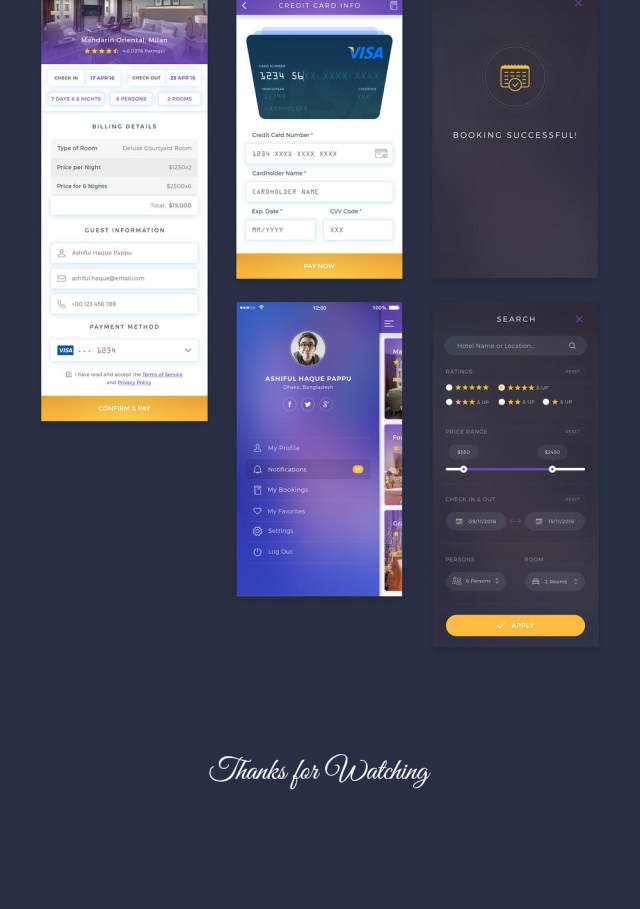 完美酒店预订iOS UI Kit for Photoshop＆Sketch。，QuickBook iOS UI套件