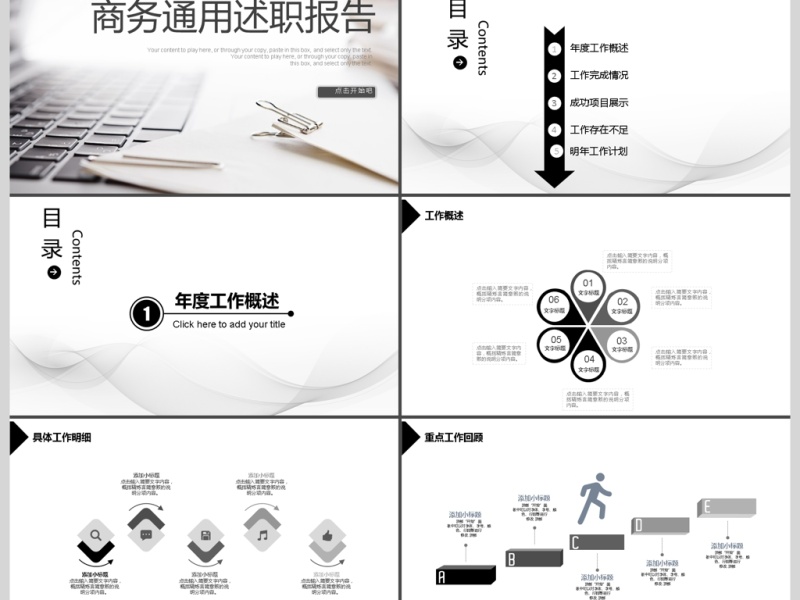 2017年商务通用述职报告PPT模板