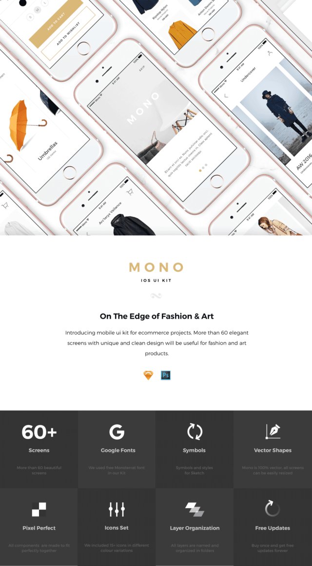 Mono iOS UI工具包,60多个电子商务项目的手机屏幕 Mono iOS UI工具包,60多个电子商务项目的手机屏幕