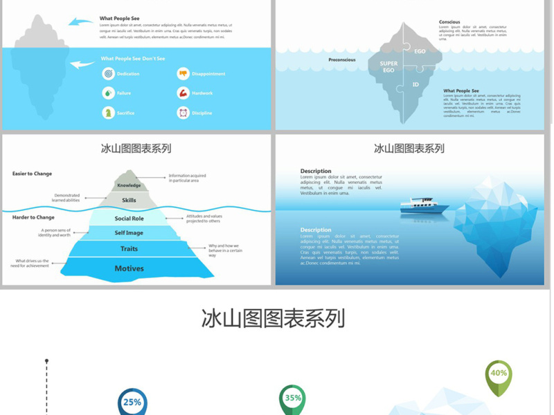 原创冰山图图表系列-版权可商用