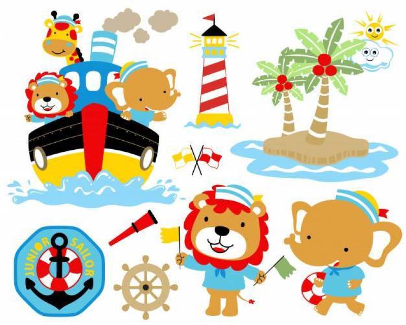 Vector illustration of sailing theme set cartoon.