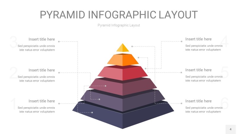 中紫色3D金字塔PPT信息图表4