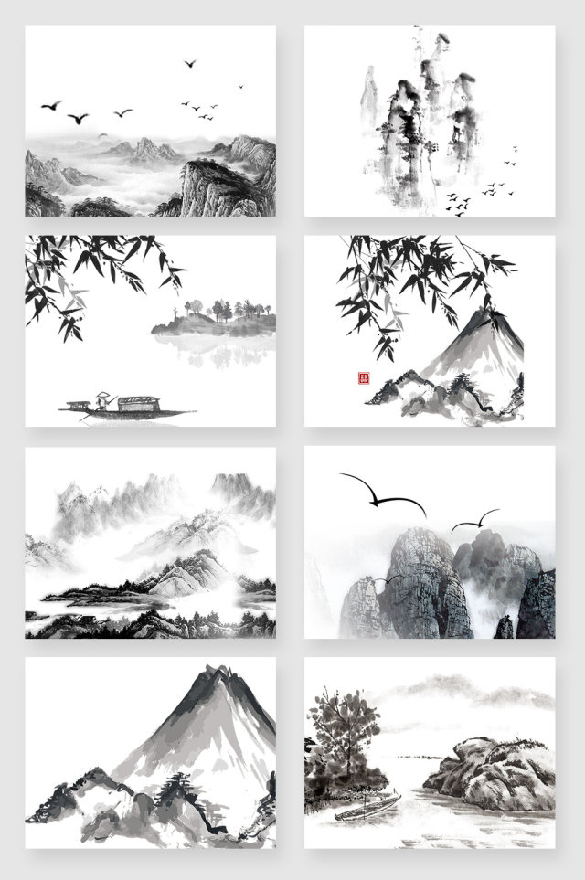 中国山水国画水墨画素材 中国山水国画水墨画素材
