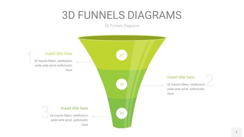 浅绿色3D漏斗PPT信息图表1