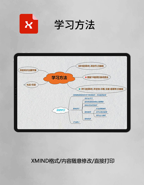 思维导图简洁学习方法XMind模板