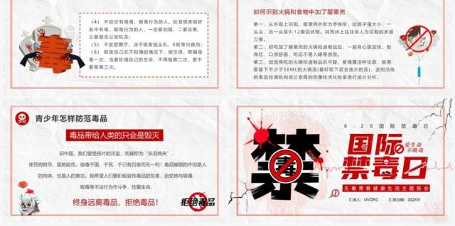 红色简约风国际禁毒日PPT模板 红色简约风国际禁毒日PPT模板