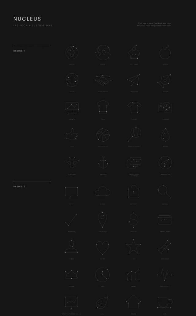 180图标插图演示精准，技术和专业，Nucleus图标集