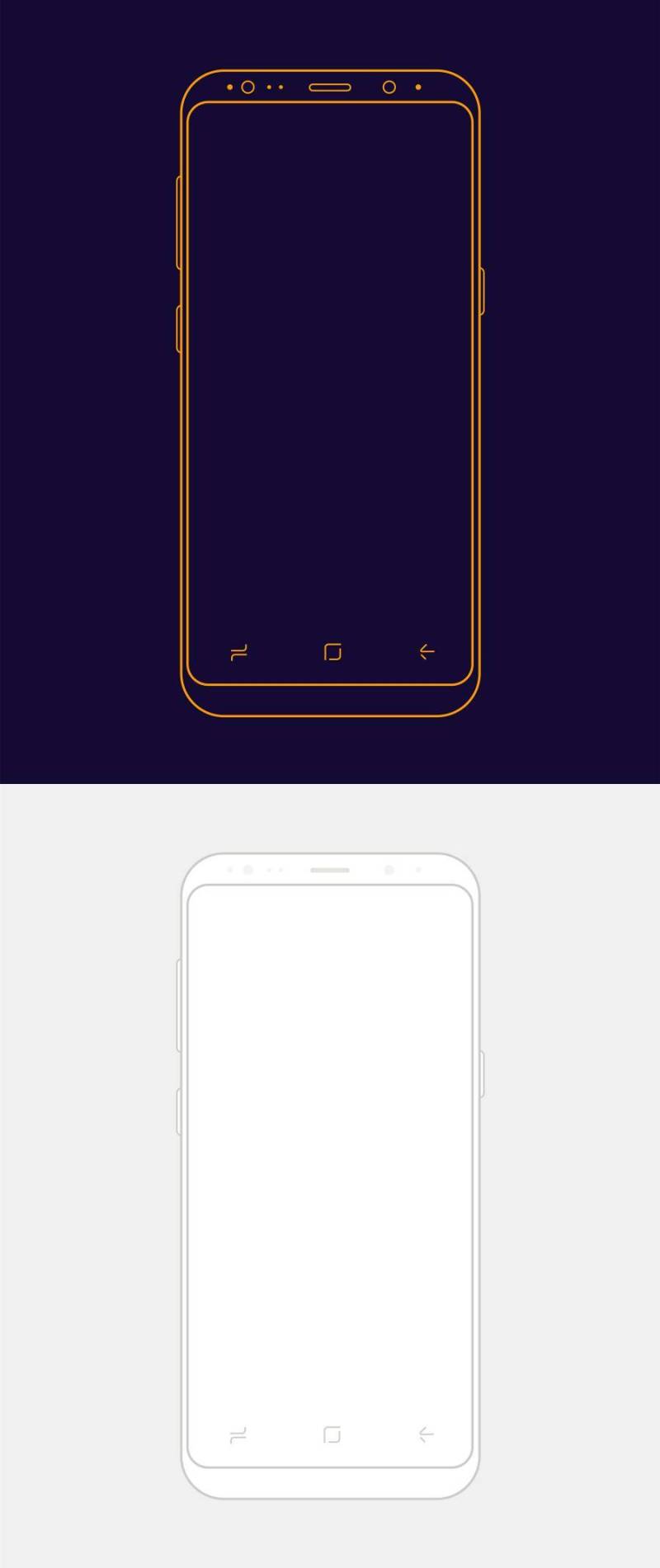 2 枚极简三星 Galaxy S8 线框模型