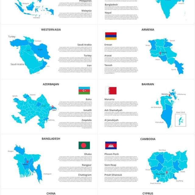 亚洲地图信息图形PPT素材元素Asia