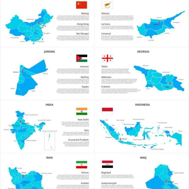 亚洲地图信息图形PPT素材元素Asia