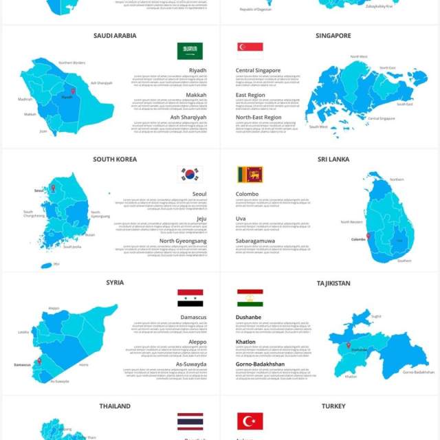 亚洲地图信息图形PPT素材元素Asia