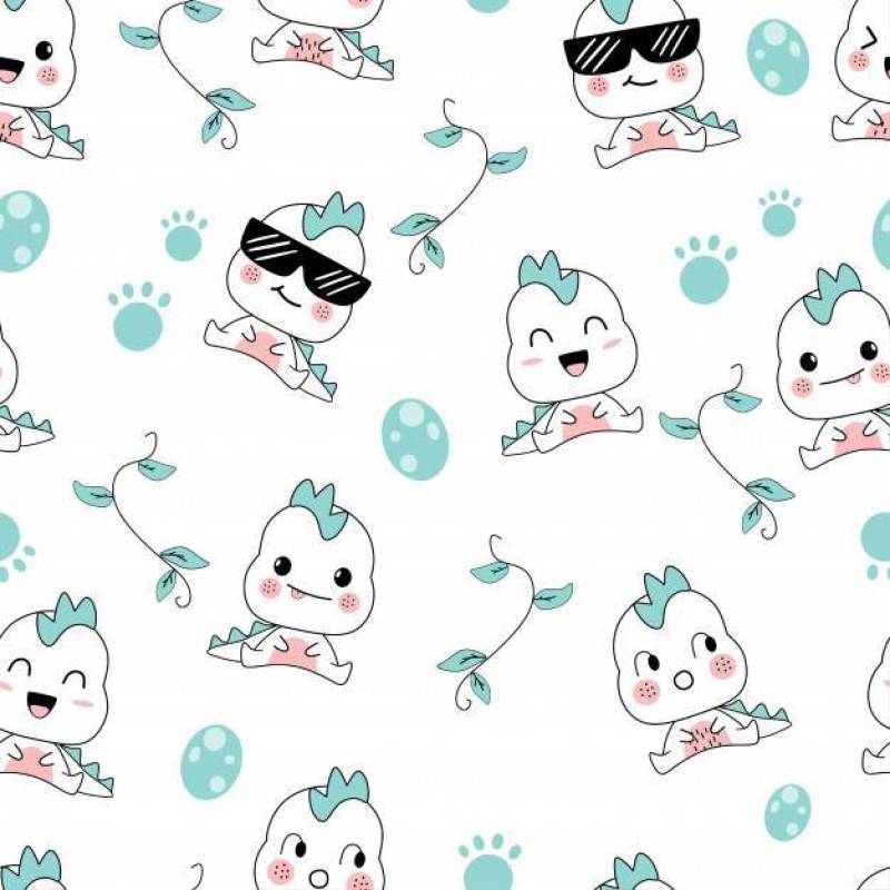 Seamless pattern cute dino cartoons