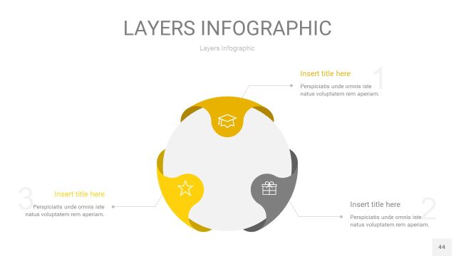 灰黄色3D分层PPT信息图44