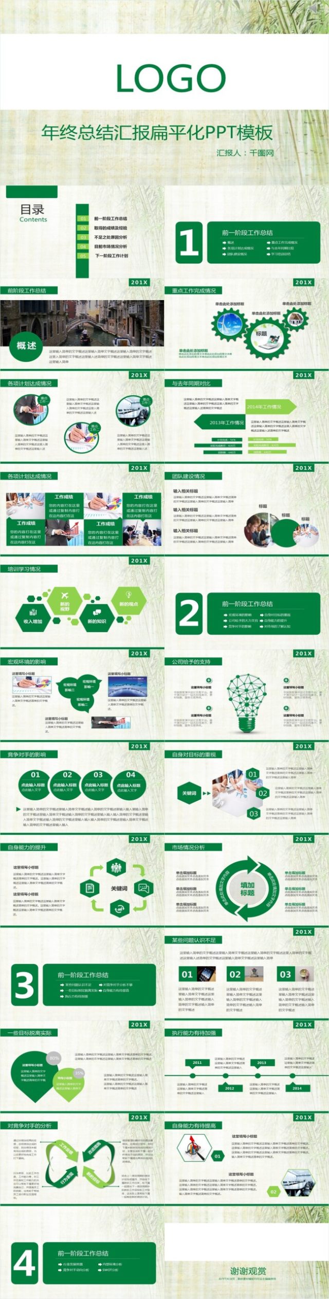 年终总结汇报扁平化PPT模板 年终总结汇报扁平化PPT模板