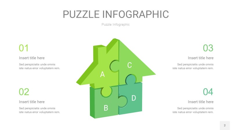 浅绿色拼图PPT图表2