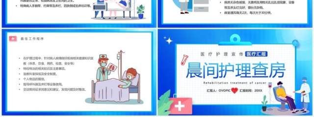 蓝色卡通风晨间护理查房宣传PPT模板 蓝色卡通风晨间护理查房宣传PPT模板