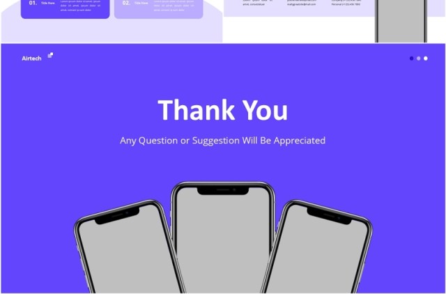 蓝色软件技术手机APP开发服务PPT素材模板Airtech Powerpoint Template