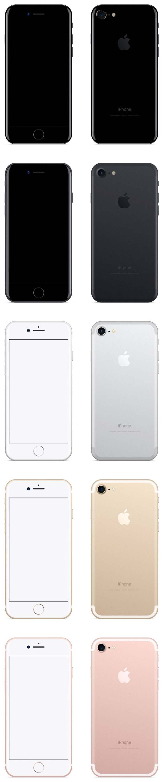 iPhone 7 正背面全色系模型 iPhone 7 正背面全色系模型