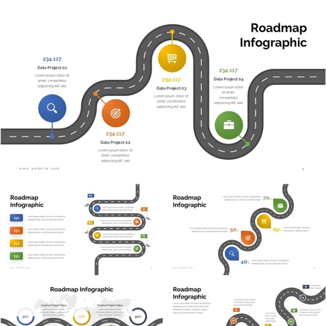 产品规划路线路导航地图PPT模板Roadmap V1 - Presentation Template