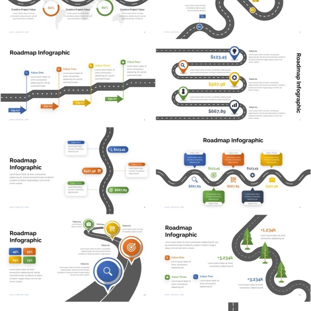 产品规划路线路导航地图PPT模板Roadmap V1 - Presentation Template