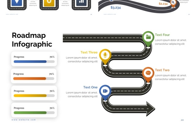 产品规划路线路导航地图PPT模板Roadmap V1 - Presentation Template