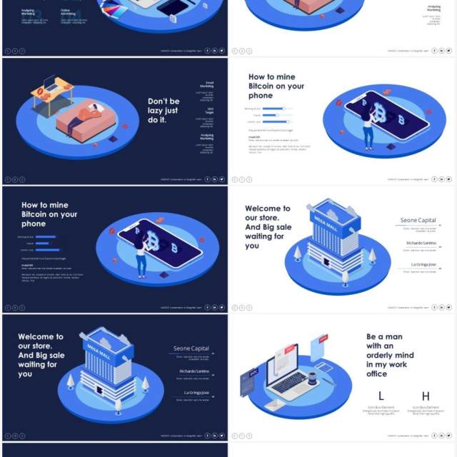 2.5D等距人物插画办公商务工作场景PPT图形设计素材Isometric-Graphics