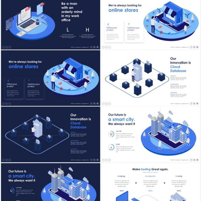 2.5D等距人物插画办公商务工作场景PPT图形设计素材Isometric-Graphics