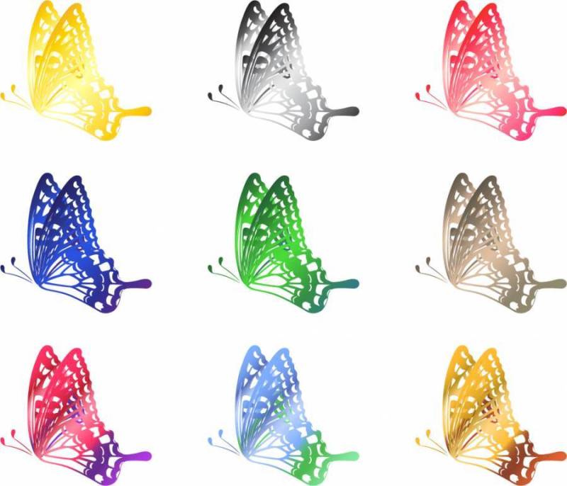 燕尾蝴蝶_剪影_ 9种颜色